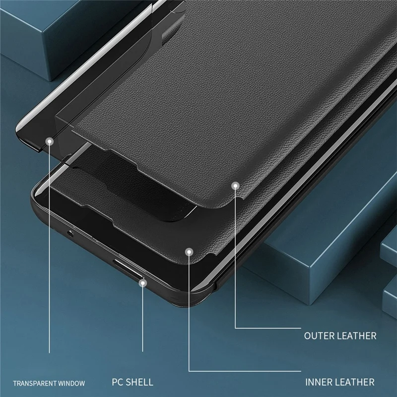 For Samsung Galaxy M55 5G / C55 5G / F55 5G Case View Window PU Leather Stand Cover - Purple