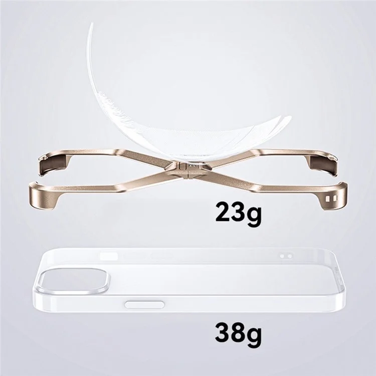 Per iPhone 15 Pro Custodia Frameless X-Shape Minimalista in Lega di Alluminio Sottile Bumper Cover - Oro Titanio