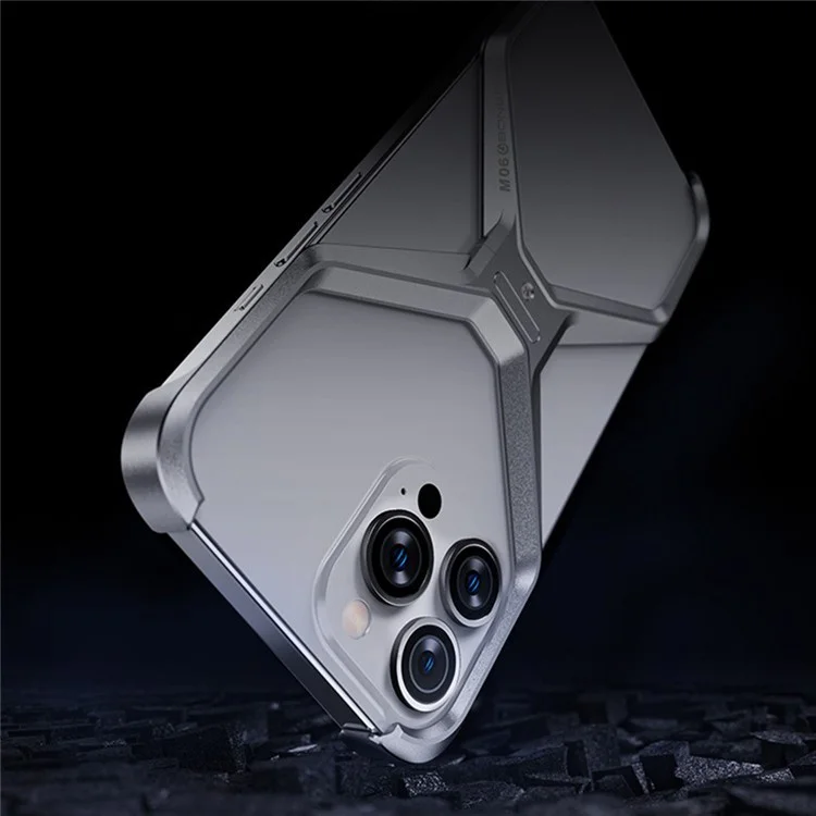 Für iPhone 15 Pro Max Metalltelefon-Gehäuse X-Form rahmenlos X-förmige Rückabdeckung - Titanium Gold