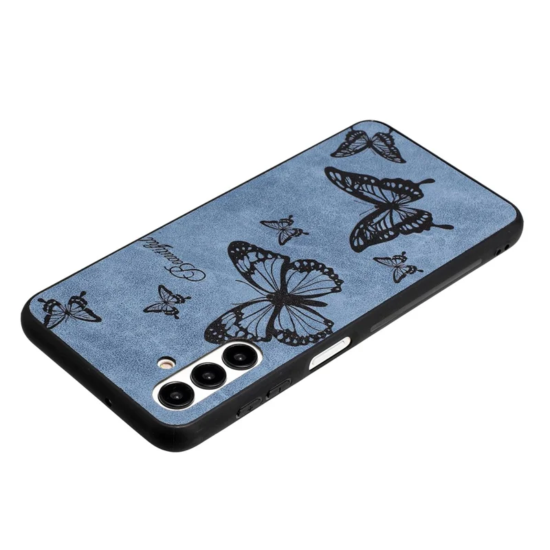 For Samsung Galaxy A04s 4G (164.7 x 76.7 x 9.1 mm) / A13 5G Case Flower Pattern Leather Back Phone Cover - Blue / Butterfly