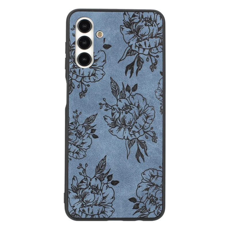 Für Samsung Galaxy A04s 4G (164,7 x 76,7 x 9,1 Mm) / A13 5G Hülle Blumenmuster Leder Zurück Telefonabdeckung - Blau / Rose