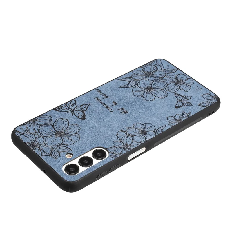 Für Samsung Galaxy A04s 4G (164,7 x 76,7 x 9,1 Mm) / A13 5G Hülle Blumenmuster Leder Zurück Telefonabdeckung - Blau / Rose