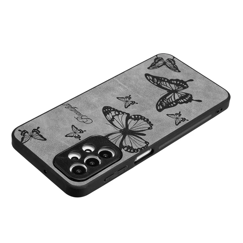 For Samsung Galaxy A23 5G (Global Version) / A23 4G Slim Case Pattern Print PU+PC+TPU Phone Cover - Grey / Butterfly