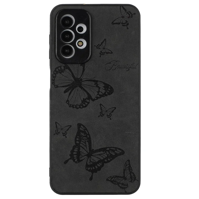 Для Samsung Galaxy A23 5G (глобальная Версия) / A23 4G Slim Case Pattern Print Pu+pc+tpu Телефона Телефона - Черный / Бабочка