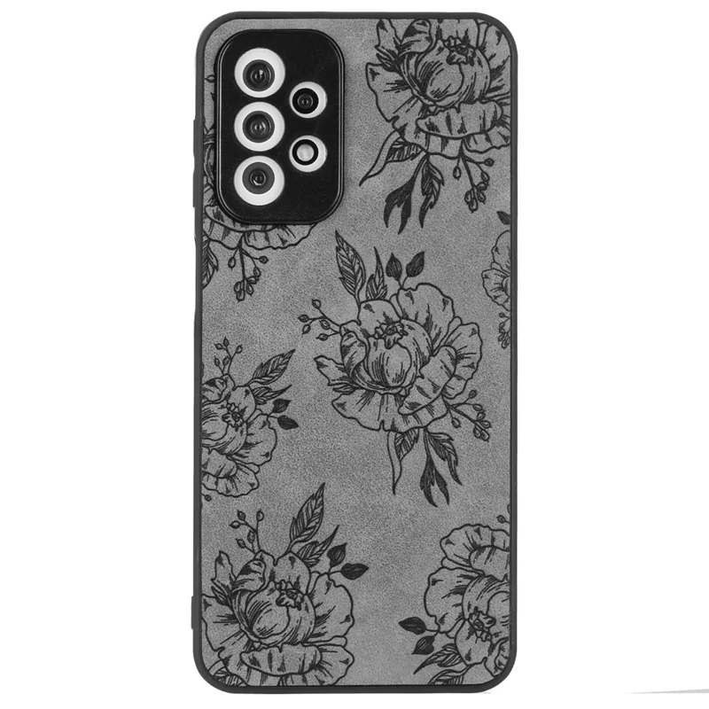 Для Samsung Galaxy A23 5G (глобальная Версия) / A23 4G Slim Case Pattern Print Pu+pc+tpu Телефона Телефона - Серый / Роза
