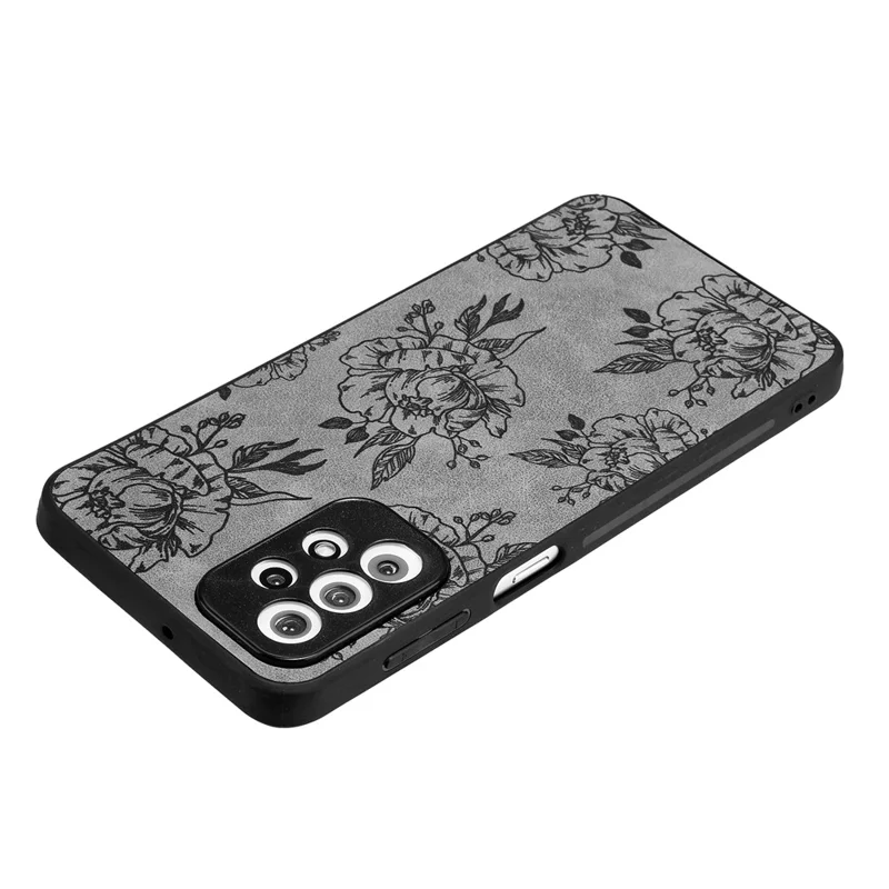 Для Samsung Galaxy A23 5G (глобальная Версия) / A23 4G Slim Case Pattern Print Pu+pc+tpu Телефона Телефона - Серый / Роза