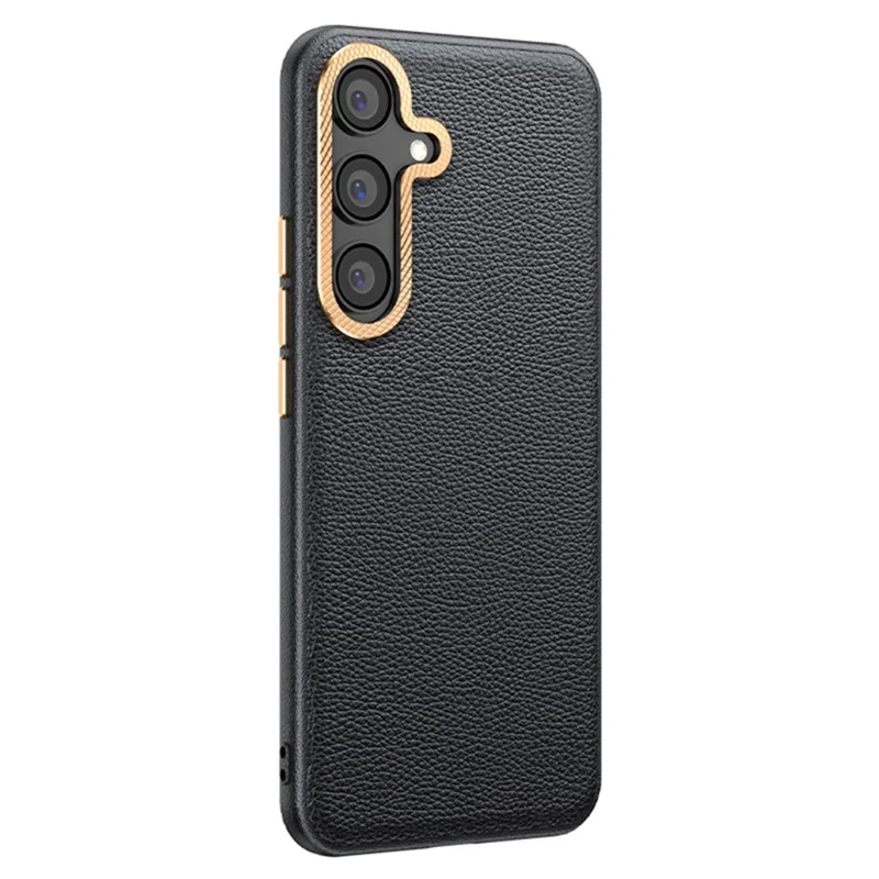 Für Samsung Galaxy S24+ Großhandel Handyhüllen aus PU-Leder + TPU-Abdeckung mit Metalllinsenrahmen - Schwarz