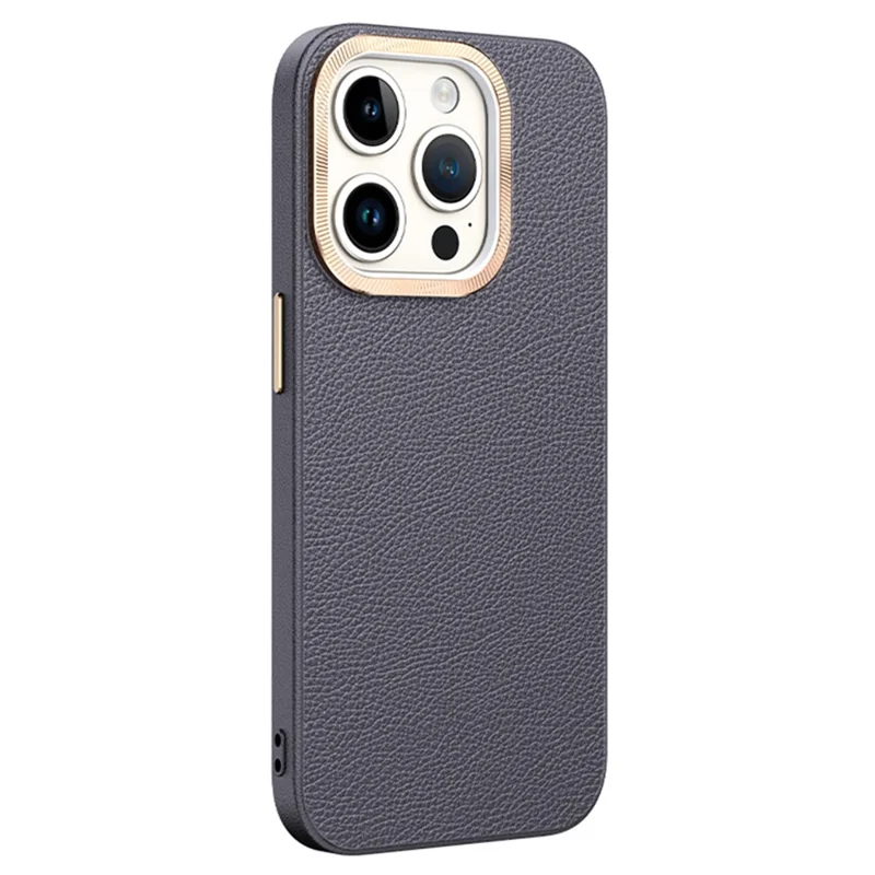 لـ iPhone 13 Pro Max غطاء هاتف مقاوم للصدمات بالجملة أكواب هواتف من جلد PU + هيكل TPU بإطار معدني للعدسة - رمادي