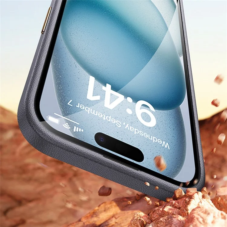 For iPhone 14 Pro Max Cover PU Leather+TPU Shockproof Phone Case with Metal Lens Frame - Black