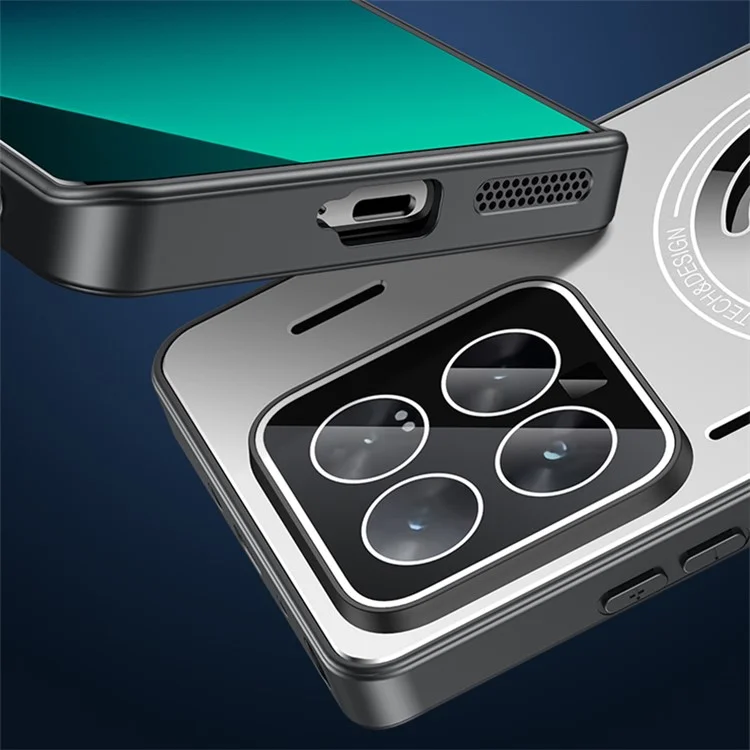 Per Xiaomi 14 Pro Case Compatibile con Magsafe TPU Frame+Metal Back Phone Cover Built-In Lens Film - Nero