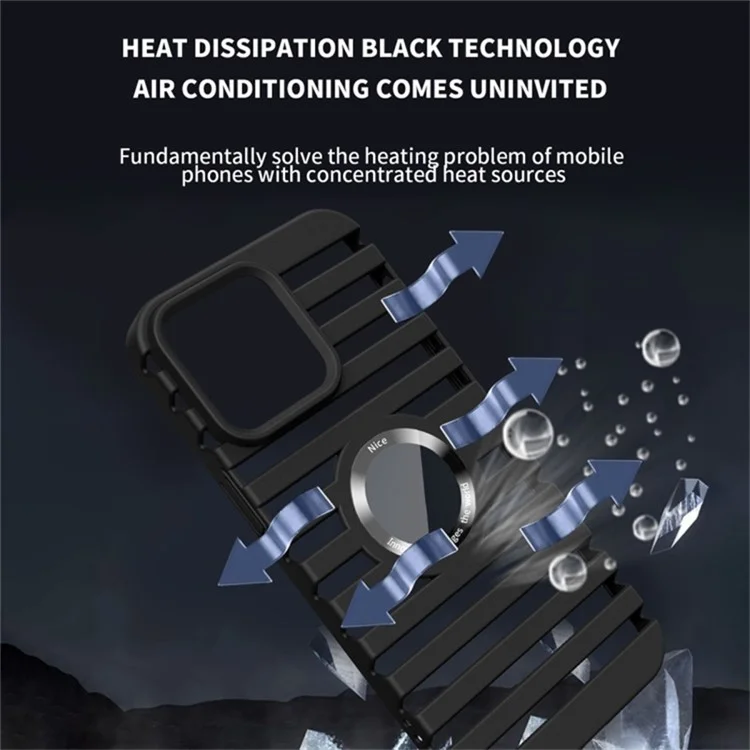 For iPhone 14 Pro Max Heat Dissipation Phone Case Compatible with Magsafe Hollow-Out PC Phone Cover - Black