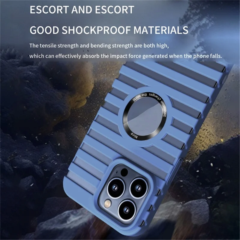 For iPhone 13 Pro Compatible with Magsafe Heat Dissipation Case Hollow-Out PC Phone Cover - Blue