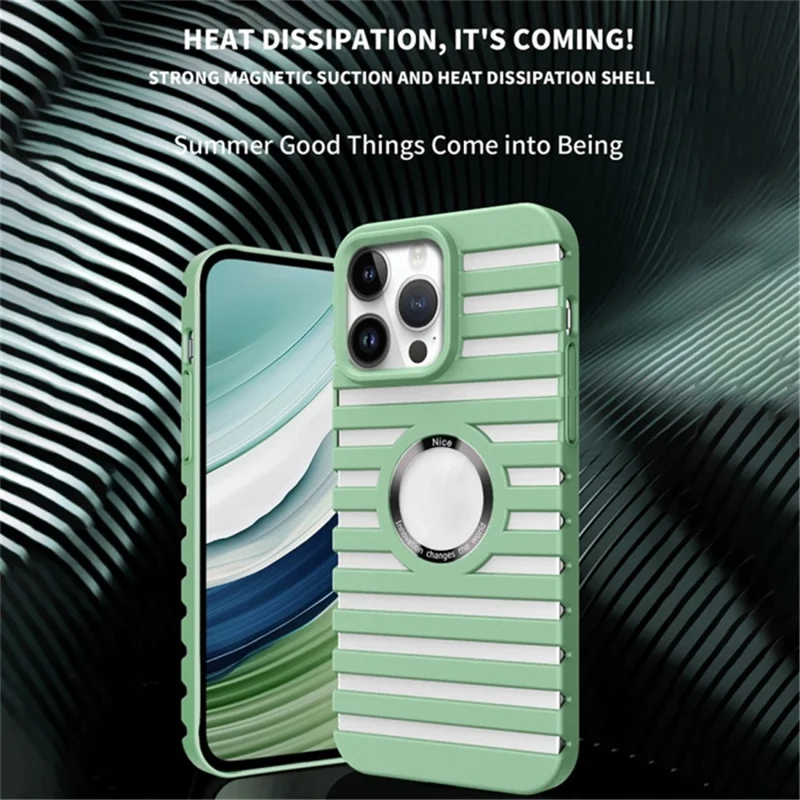 For iPhone 13 Pro Max 6.7 inch Rubberized Phone Case Magnetic Heat Dissipation PC Phone Cover - Green