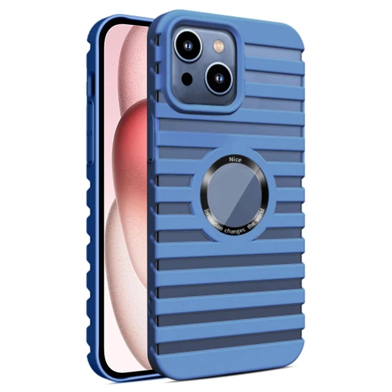 For iPhone 15 Cell Phone Cases Hard PC Heat Dissipation Hollow Cover Compatible with Magsafe - Navy Blue