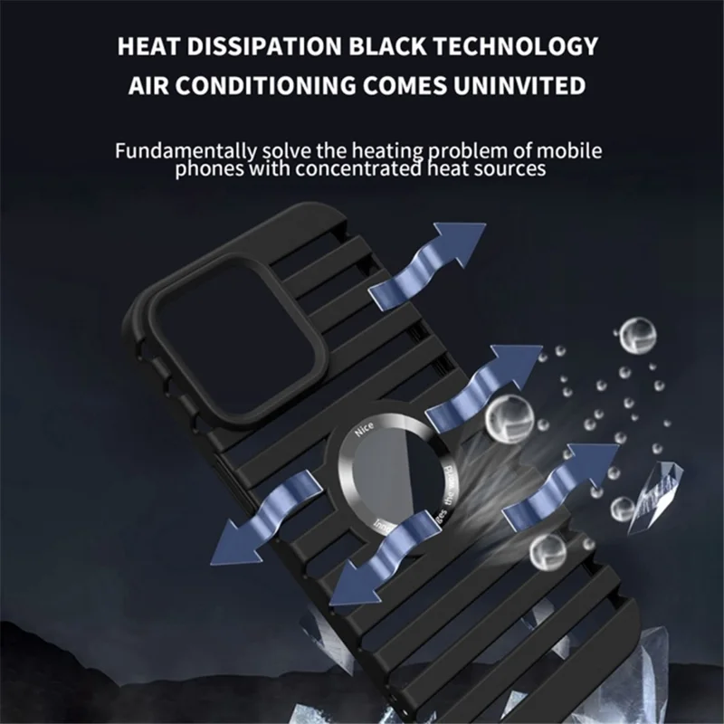 For iPhone 15 Pro Magnetic Case Hard PC Heat Dissipation Logo View Phone Cover - Grey