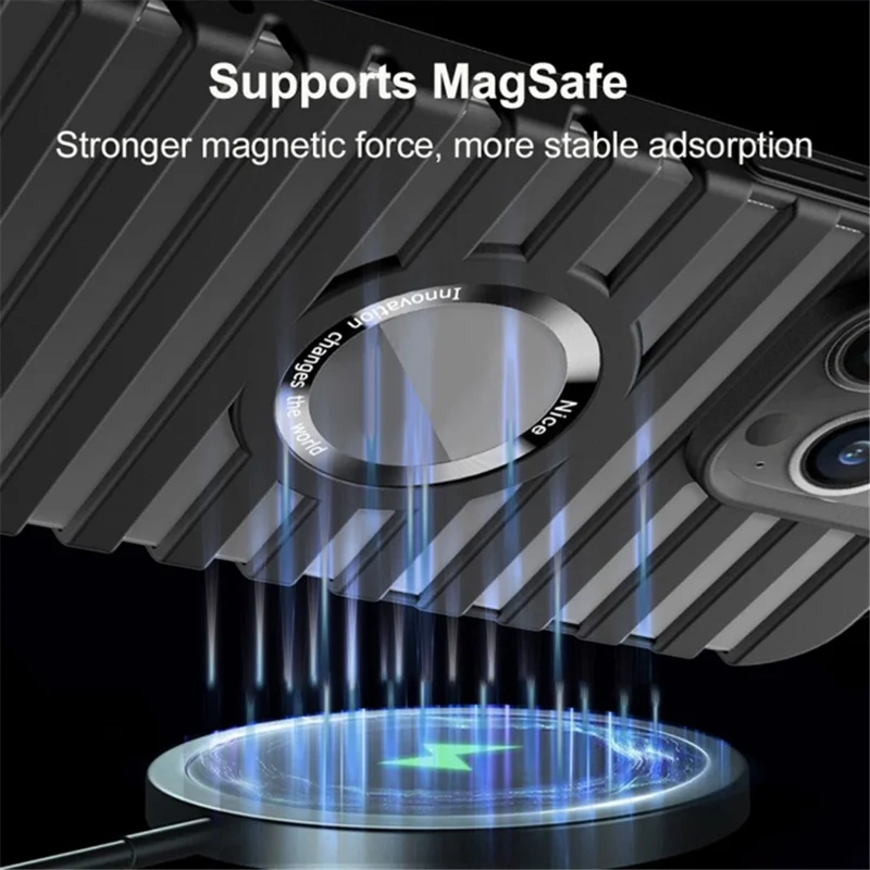 For iPhone 15 Pro Magnetic Case Hard PC Heat Dissipation Logo View Phone Cover - Grey