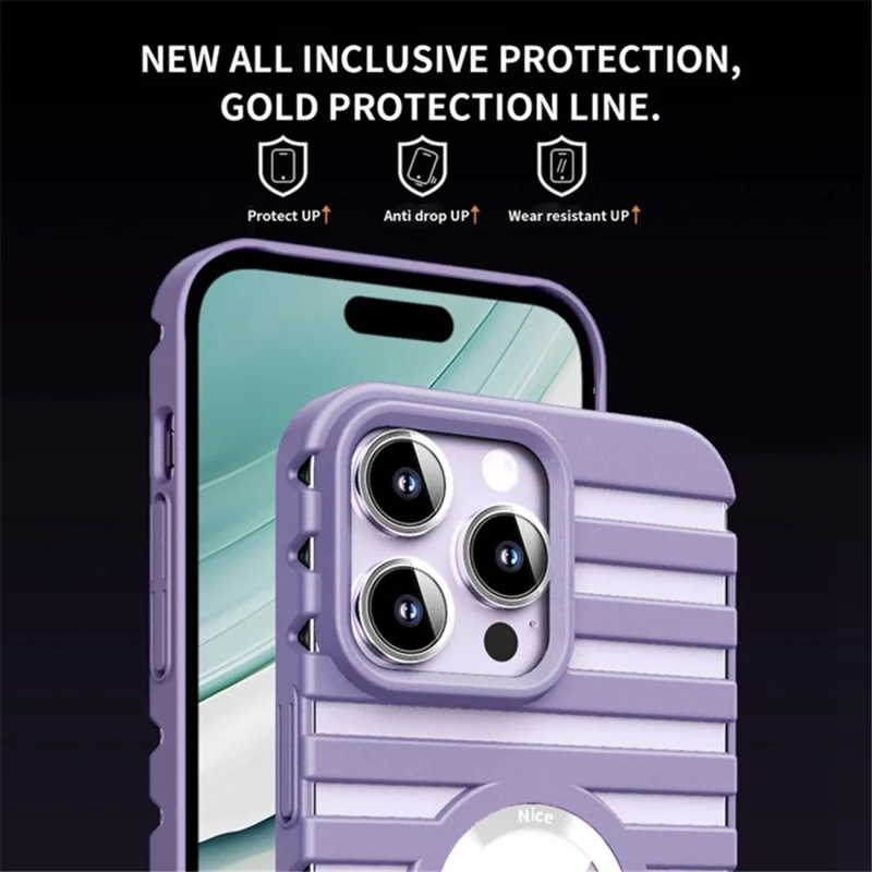 For iPhone 15 Pro Magnetic Case Hard PC Heat Dissipation Logo View Phone Cover - Grey