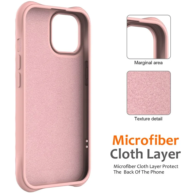 For iPhone 15 Plus Liquid Silicone Case Magnetic Phone Cover with Strap Ripple Texture - Pink