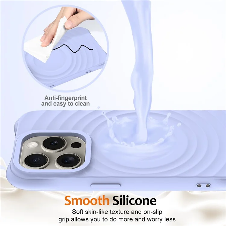 Для iPhone 13 Pro Case совместимый с MagSafe Ripple Texture Liquid Silicone Phone Cover - Purple