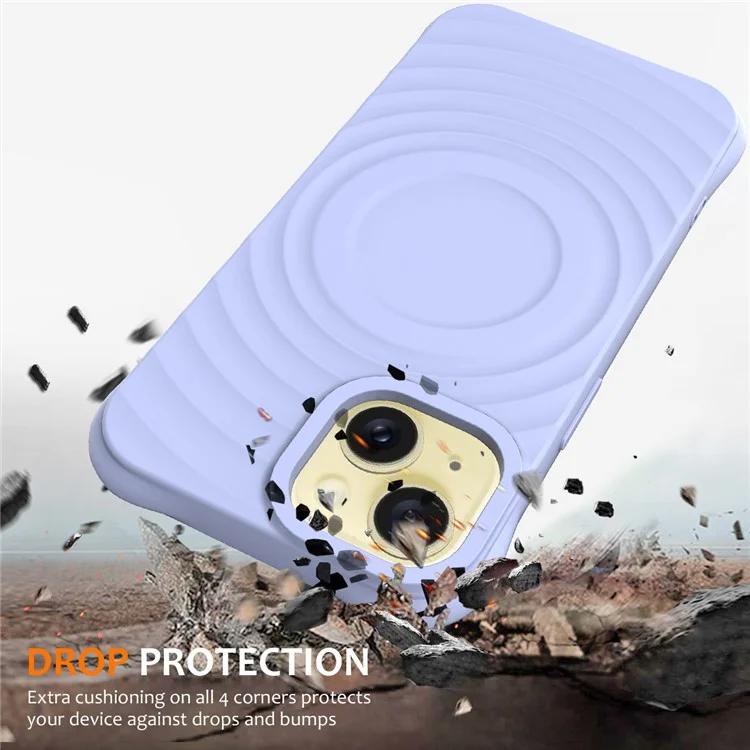 Per iPhone 13 mini Liquid Silicone Case Water Ripple Texture Magnetic Phone Protector - Porpora