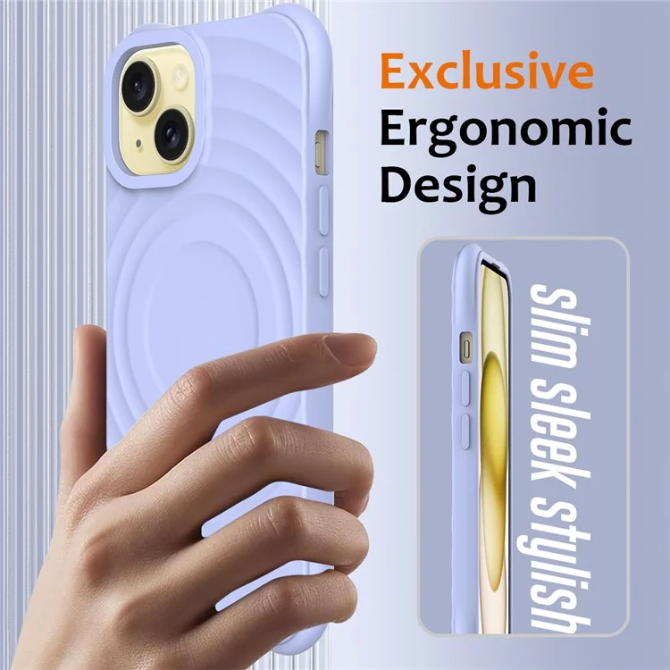 Per iPhone 13 mini Liquid Silicone Case Water Ripple Texture Magnetic Phone Protector - Porpora