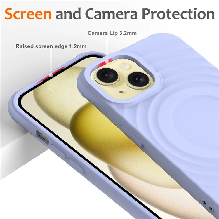 Per iPhone 13 mini Liquid Silicone Case Water Ripple Texture Magnetic Phone Protector - Porpora