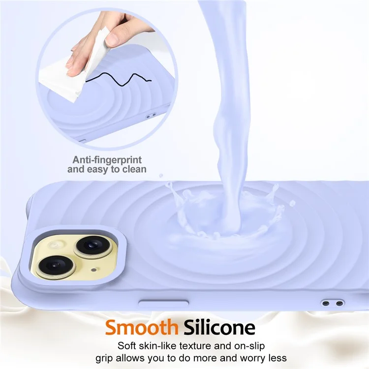 Per iPhone 13 mini Liquid Silicone Case Water Ripple Texture Magnetic Phone Protector - Porpora