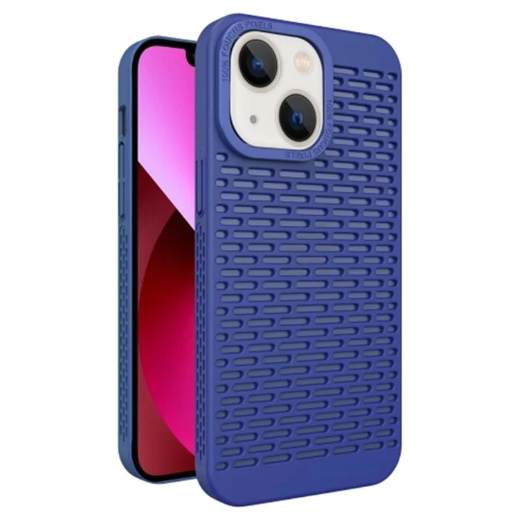 For iPhone 15 Case Heat Dissipation Hard PC Hollow Phone Cover - Navy Blue