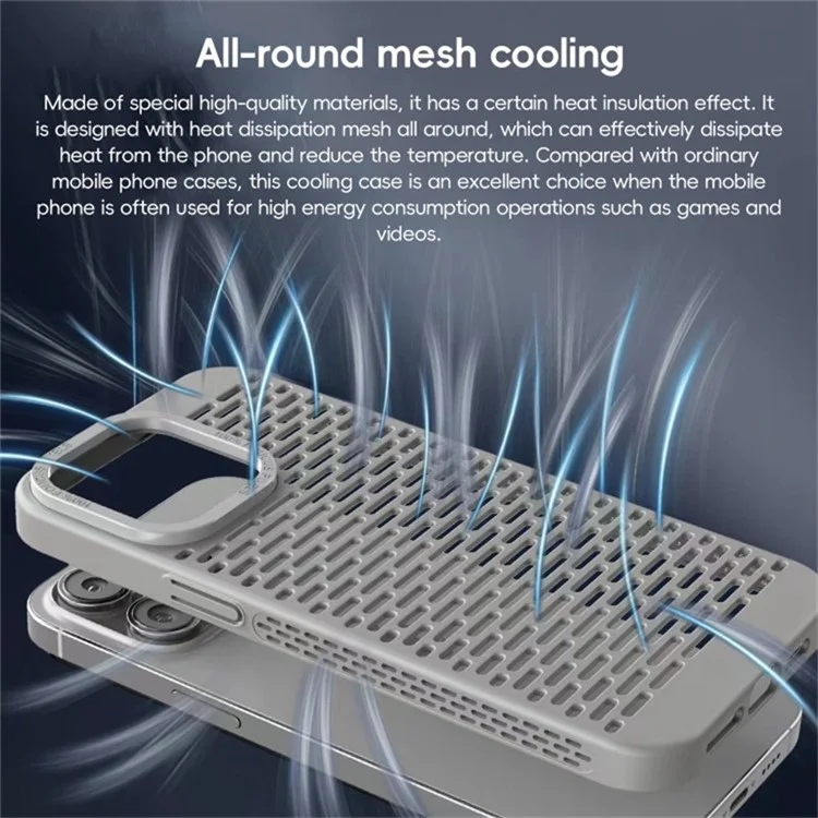 For iPhone 15 Case Heat Dissipation Hard PC Hollow Phone Cover - Black
