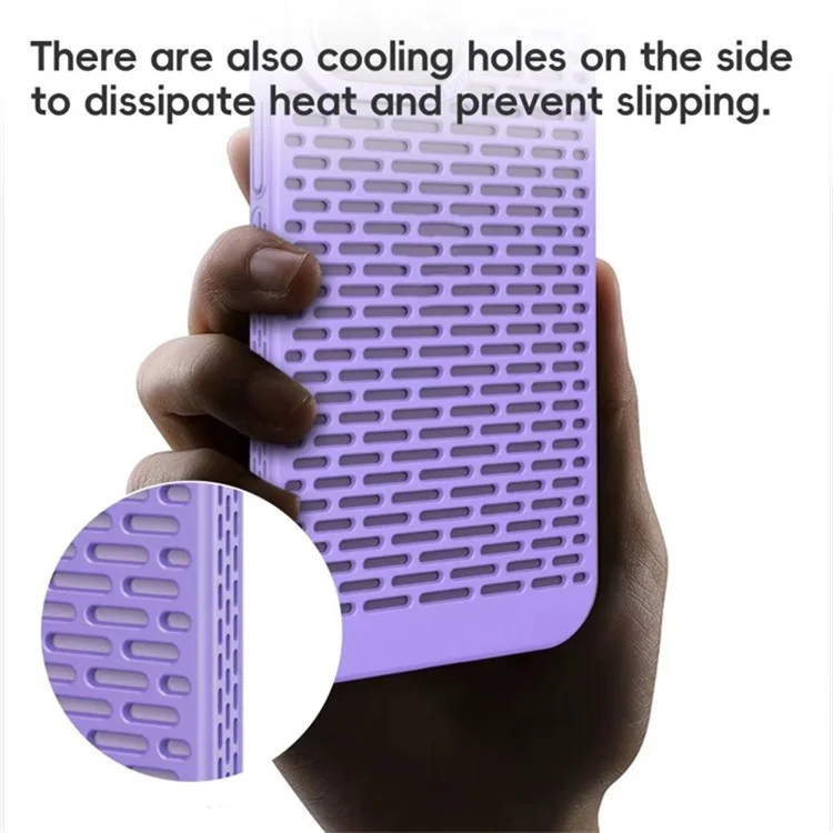 For iPhone 15 Case Heat Dissipation Hard PC Hollow Phone Cover - Black