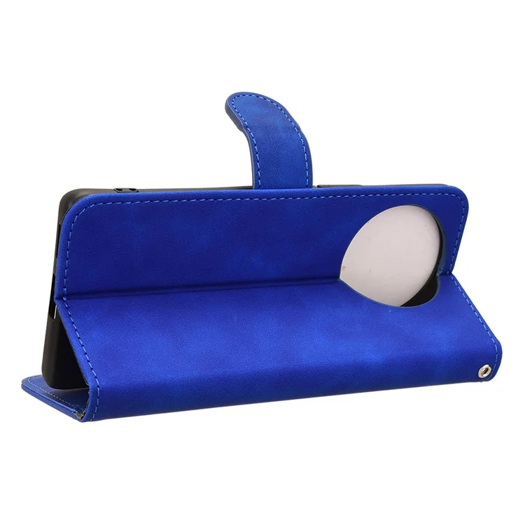 For vivo V30e 5G Wallet Case Skin-Touch Feeling PU Leather+TPU Phone Stand Cover - Blue