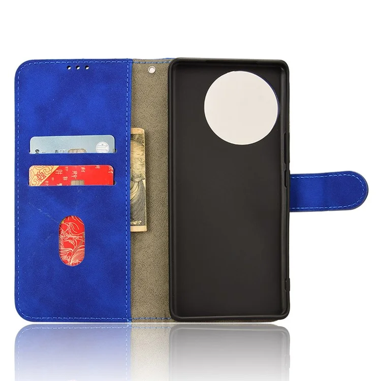 For vivo V30e 5G Wallet Case Skin-Touch Feeling PU Leather+TPU Phone Stand Cover - Blue