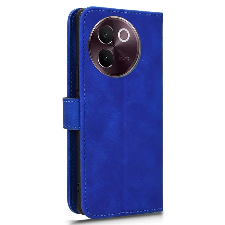 For vivo V30e 5G Wallet Case Skin-Touch Feeling PU Leather+TPU Phone Stand Cover - Blue
