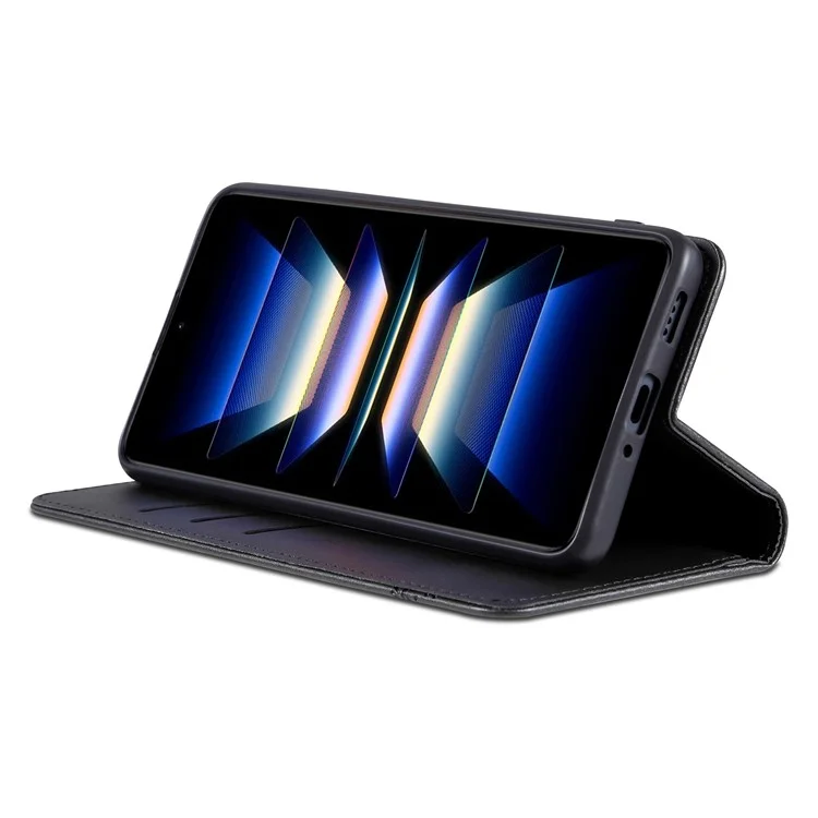 AZNS para Xiaomi Redmi Turbo 3 5G / Poco F6 5G Funda de piel sintética con cierre magnético a prueba de golpes - Negro