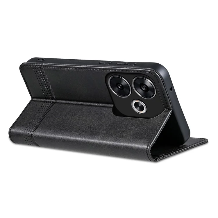 AZNS para Xiaomi Redmi Turbo 3 5G / Poco F6 5G Funda de piel sintética con cierre magnético a prueba de golpes - Negro