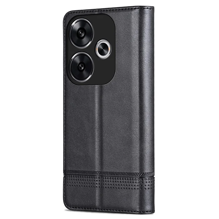 AZNS para Xiaomi Redmi Turbo 3 5G / Poco F6 5G Funda de piel sintética con cierre magnético a prueba de golpes - Negro