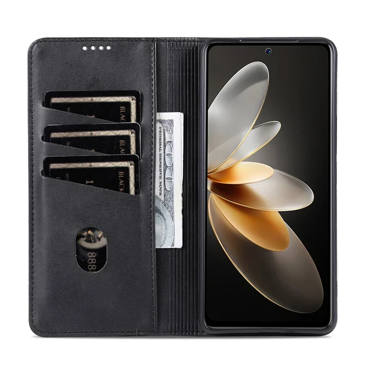 AZNS Para Samsung Galaxy M55 5G / C55 5G / F55 5G Funda Cartera de Cuero PU Absorción Magnética Cubierta de Teléfono - Negro