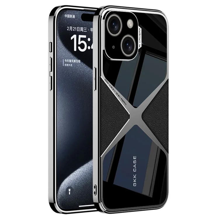Étui pour iPhone 15 GKK X-Shape Design Cuir+TPU+PC - Noir
