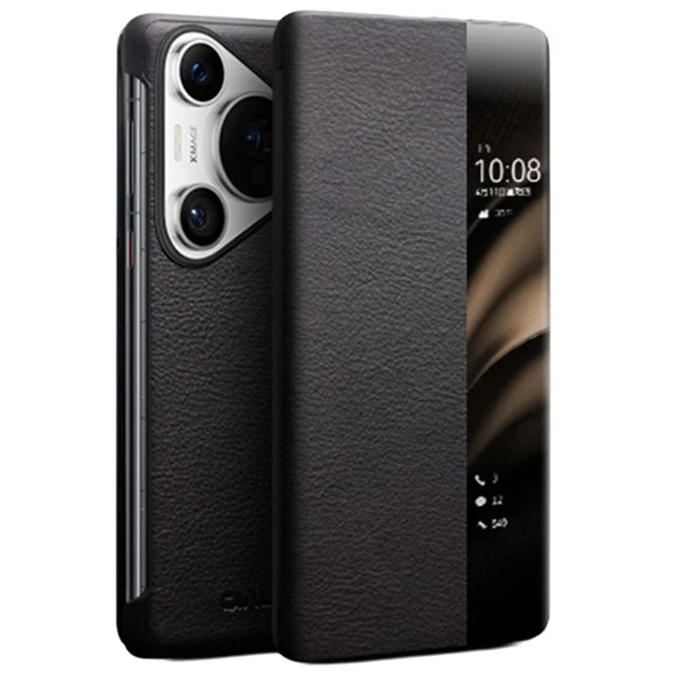 QIALINO For Huawei Pura 70 Pro Genuine Cow Leather Case Smartphone Cover with View Window