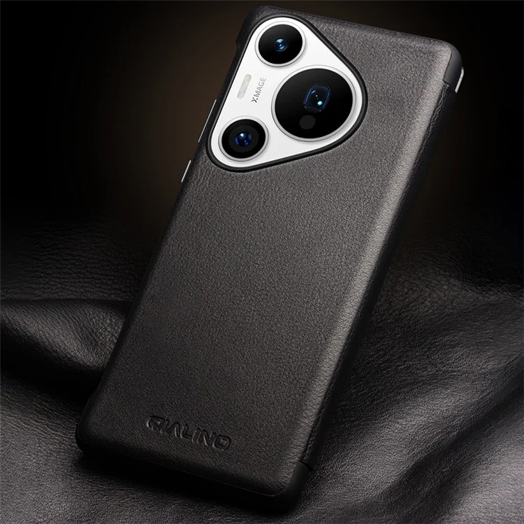 QIALINO For Huawei Pura 70 Pro Genuine Cow Leather Case Smartphone Cover with View Window