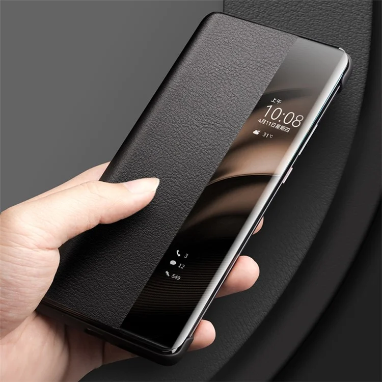 QIALINO For Huawei Pura 70 Pro Genuine Cow Leather Case Smartphone Cover with View Window