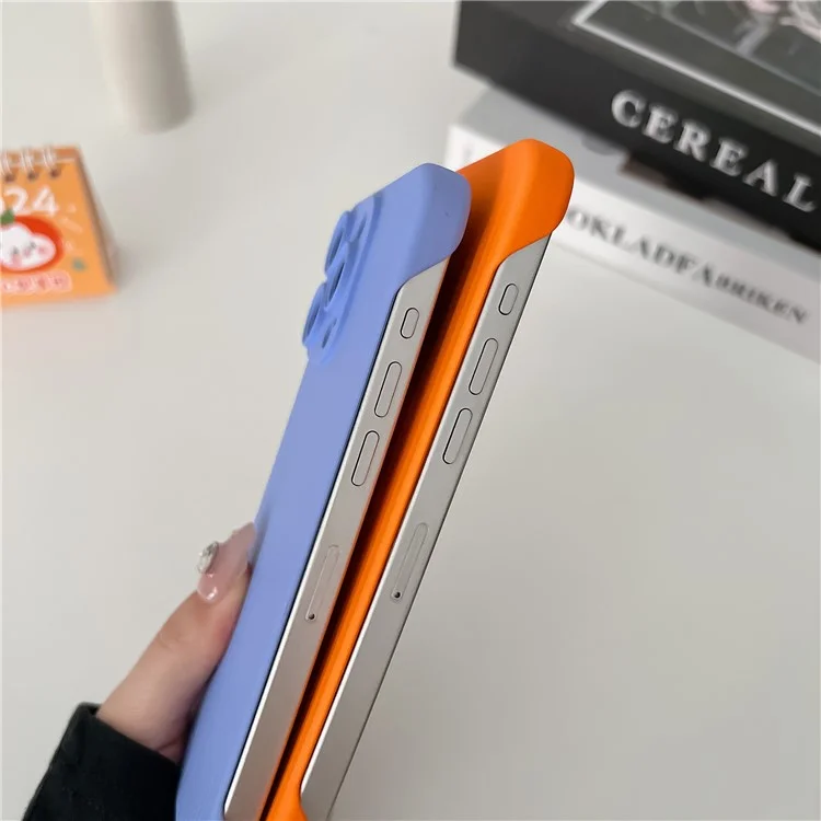 For iPhone 14 Pro Case Corrugated Design Rubberized Anti-Scratch PC Frameless Phone Cover - Cyan