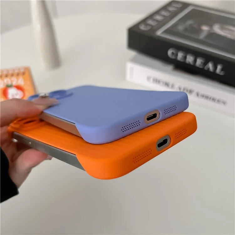 For iPhone 14 Pro Case Corrugated Design Rubberized Anti-Scratch PC Frameless Phone Cover - Cyan