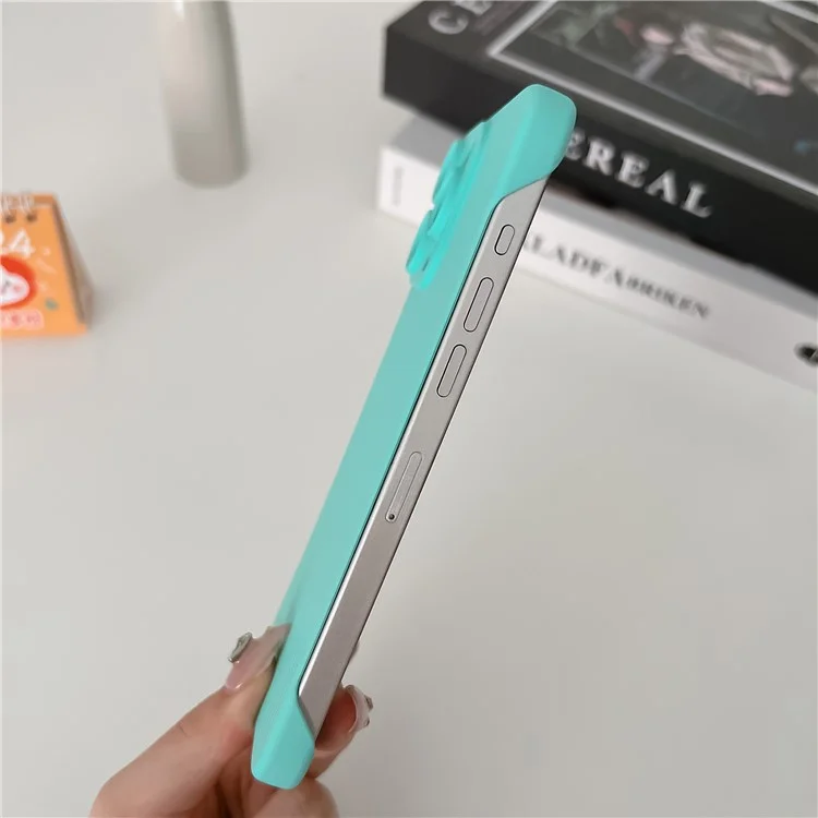 For iPhone 14 Pro Case Corrugated Design Rubberized Anti-Scratch PC Frameless Phone Cover - Cyan