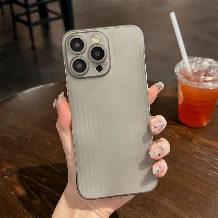 For iPhone 15 Pro Case Frameless PC Phone Protective Cover Rubberized Cell Phone Shell - Translucent Grey