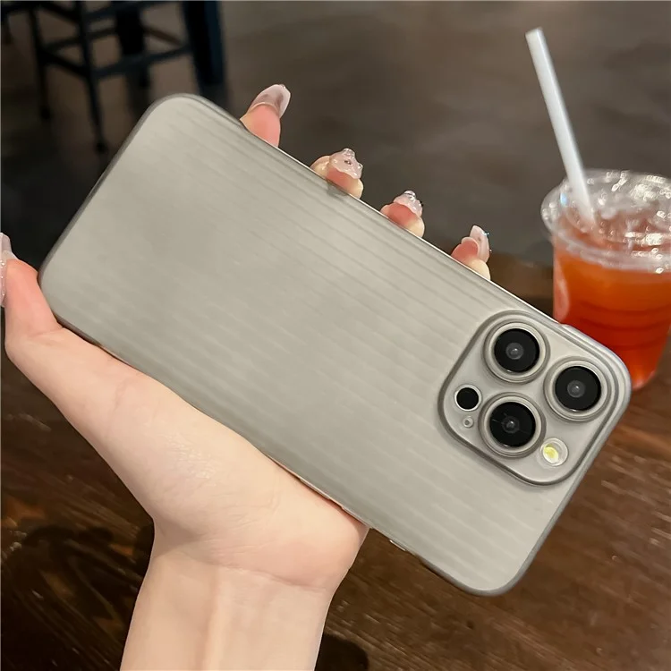 For iPhone 15 Pro Case Frameless PC Phone Protective Cover Rubberized Cell Phone Shell - Translucent Grey