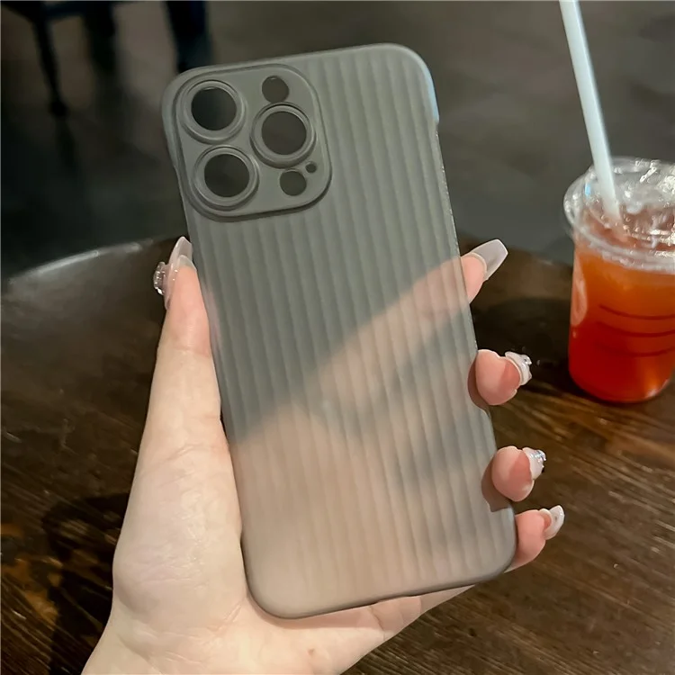 For iPhone 15 Pro Case Frameless PC Phone Protective Cover Rubberized Cell Phone Shell - Translucent Grey