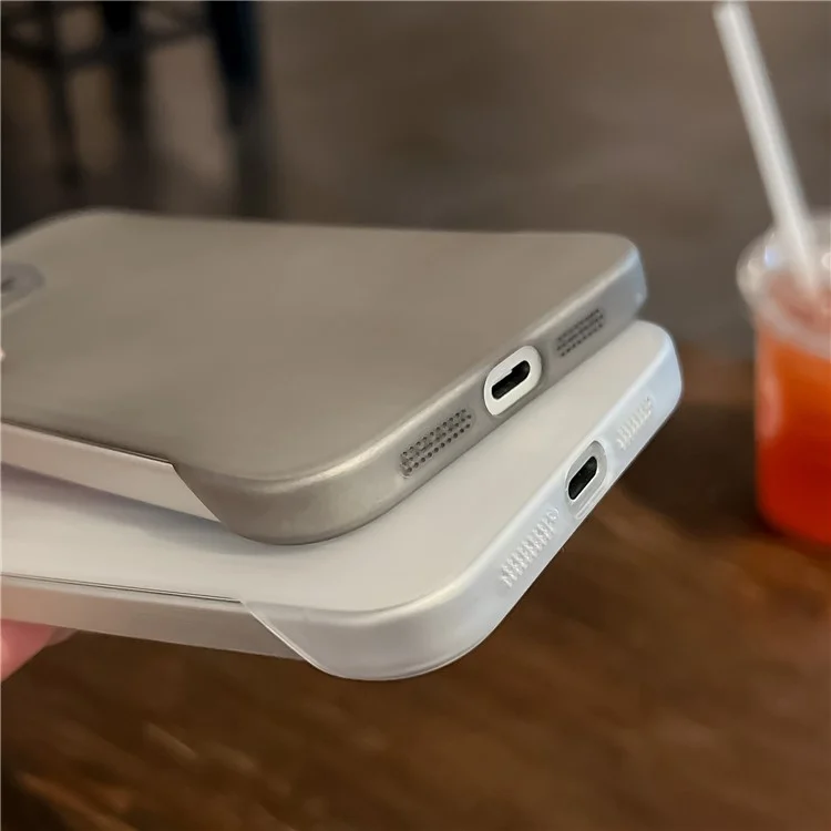 For iPhone 15 Pro Case Frameless PC Phone Protective Cover Rubberized Cell Phone Shell - Translucent Grey