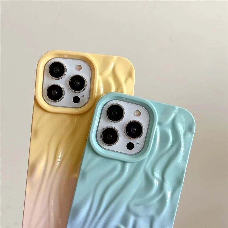 Für iPhone 15 Pro Max Hülle Plissee-Design Farbenmischung TPU Handyhülle - Pink+Baby Blau