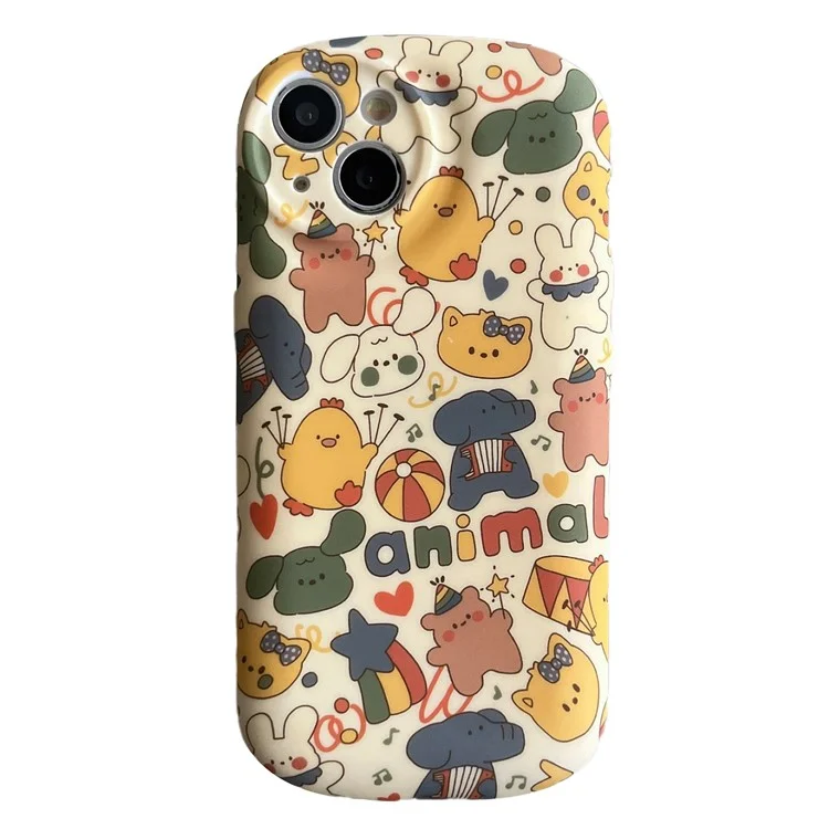 Für iPhone 14 Cover Lovely Circus Animals Liquid Silicone Anti-Scratch Phone Case
